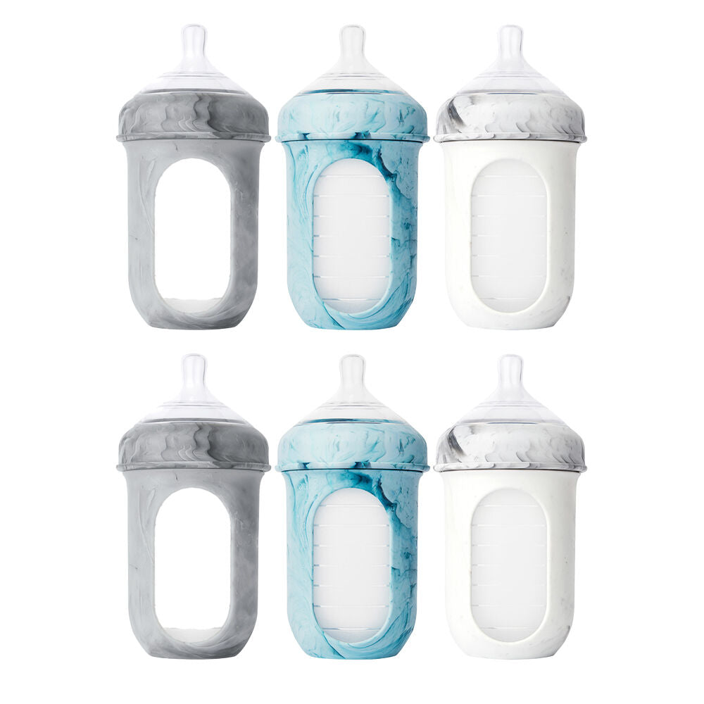 2x 3PK Boon Nursh Collapsible Silicone Baby Bottle Tie Dye 237ml 3 Months+