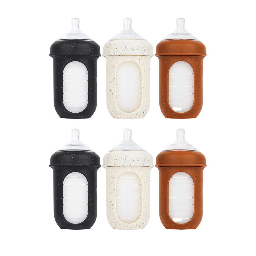 2x 3PK Boon Nursh Collapsible Silicone Baby Bottle Speckle 237ml 3 Months+