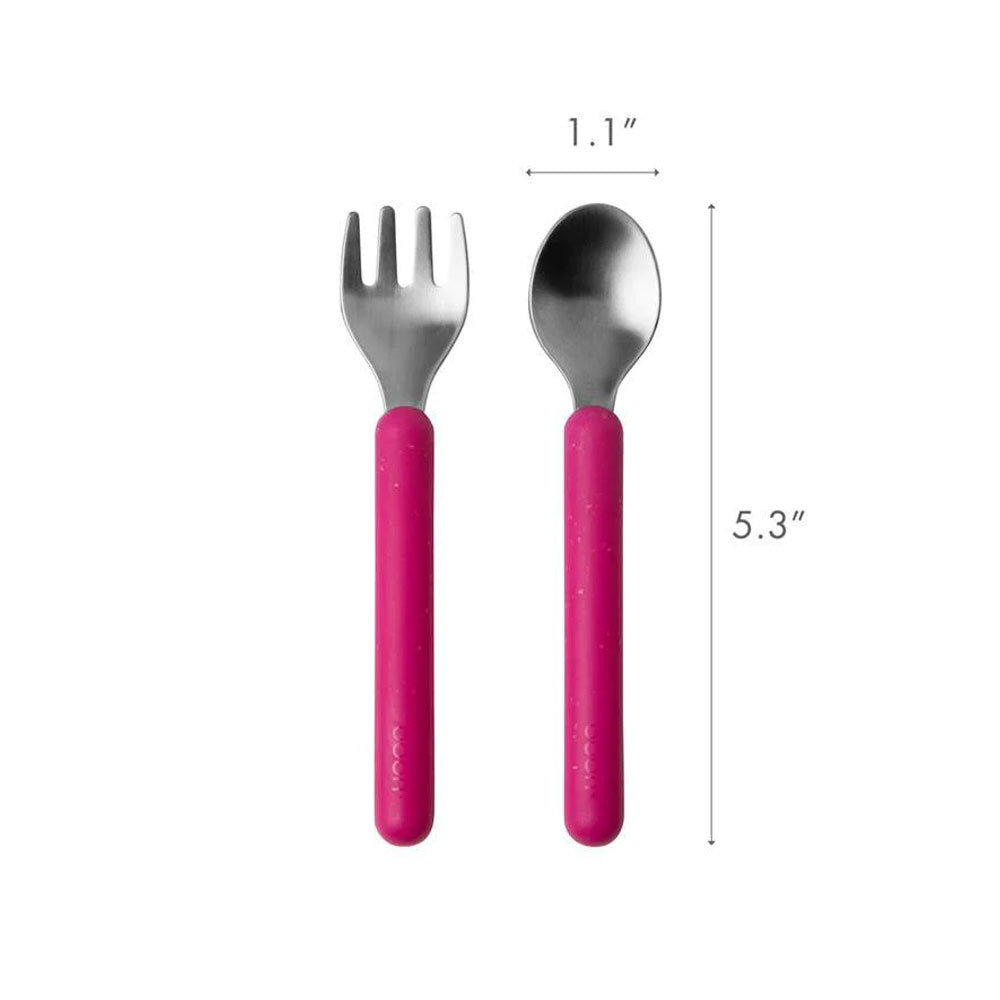 6pc Boon Chow Toddler Stainless Steel Utensils Pink/Magenta 18M+