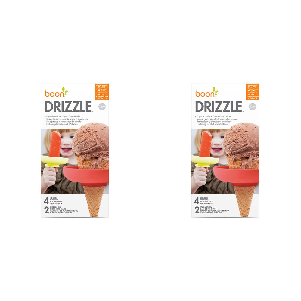 2x 4pc Boon Drizzle Silicone Popsicle & Ice Cream Cone Holder Pack