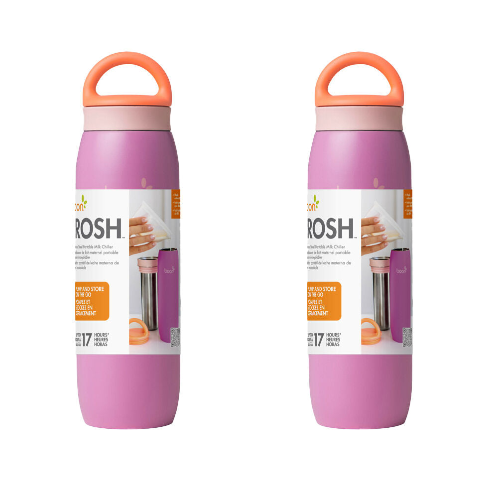 2PK Boon Frosh Stainless Steel Breast Milk Storage Flask/Container Purple 700ml