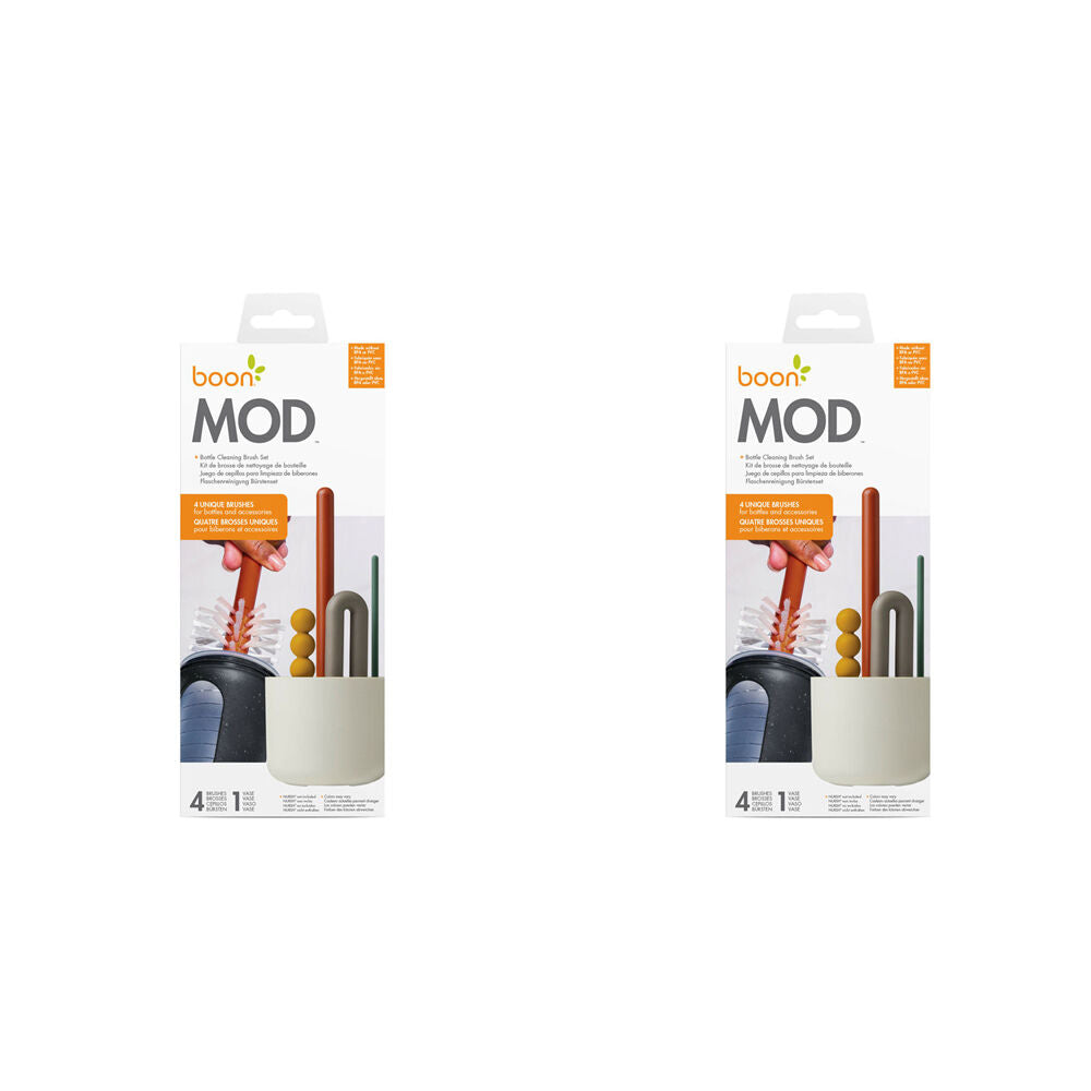 2x 4pc Boon Mod Baby Bottle Nylon Bristle Cleaning Brush Set