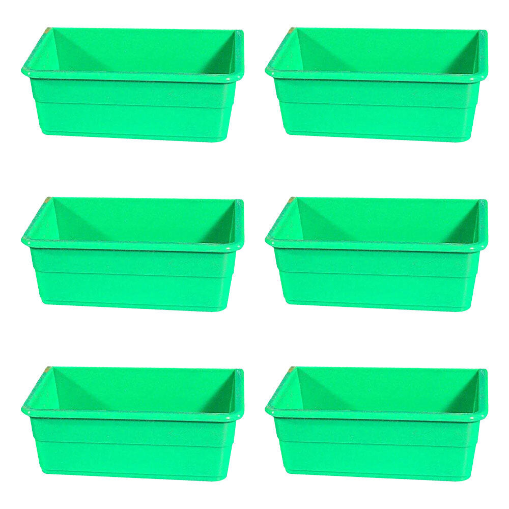 6PK ShowMaster Rectangle Seed Cup Bird Feeder/Waterer Green