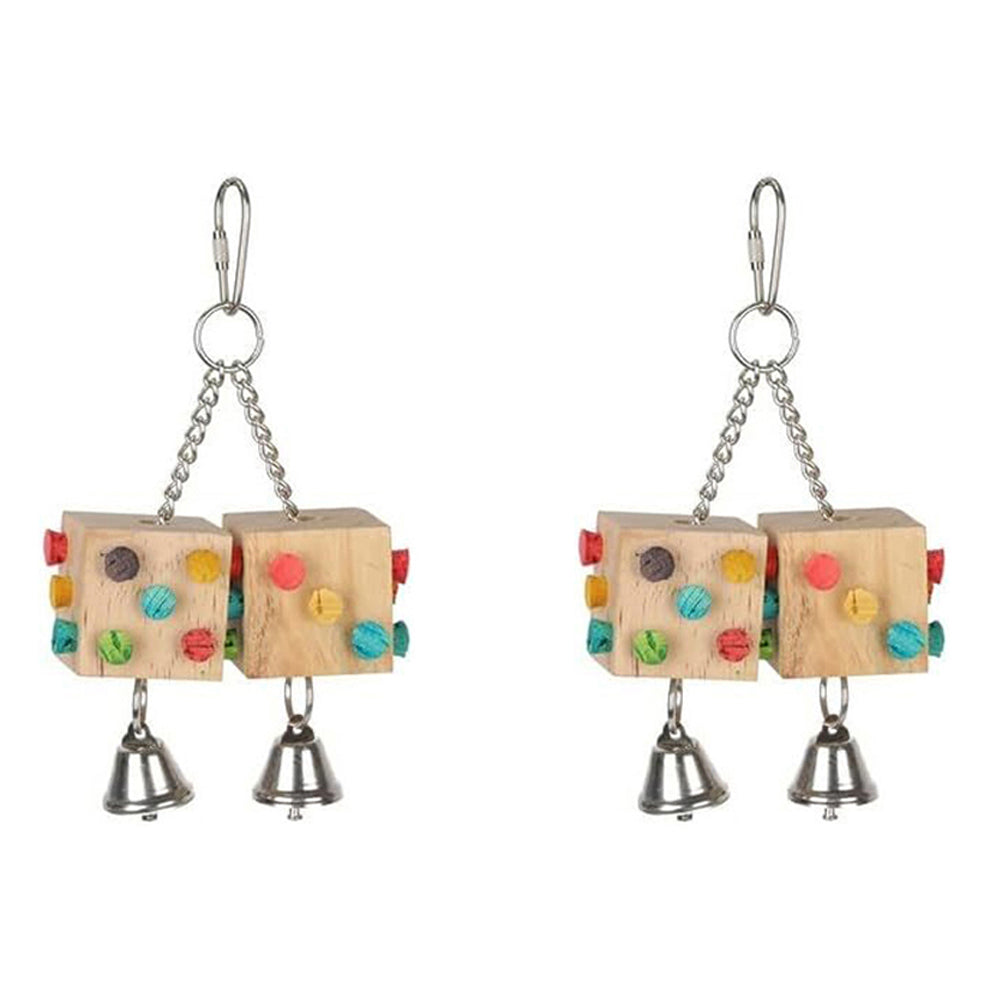 2x Nature Island 13cm Dual Wooden Dice Interactive Fun Pet Toy