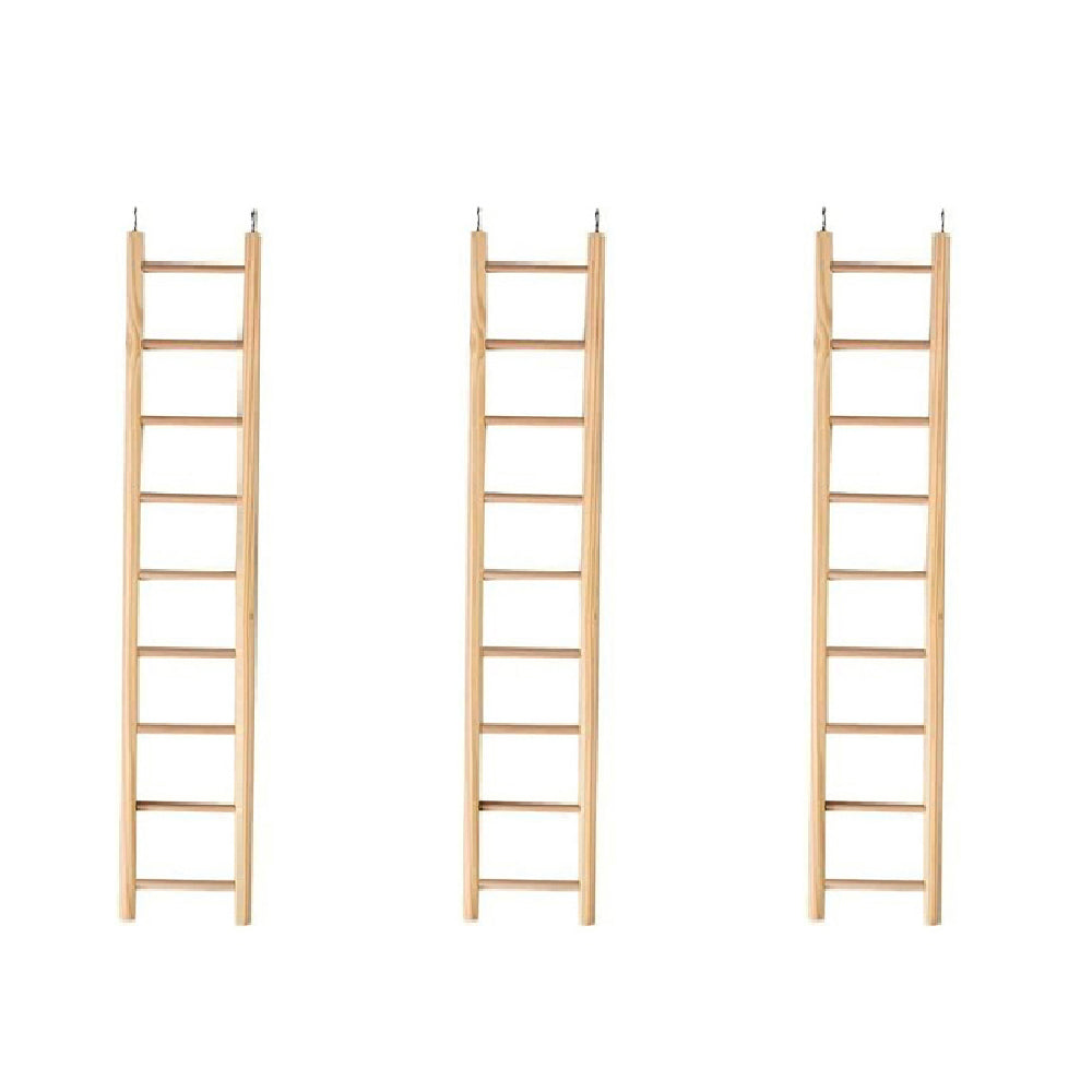 3x Nature Island 45cm Plain Wooden 9 Step Bird Pet Toy Ladder