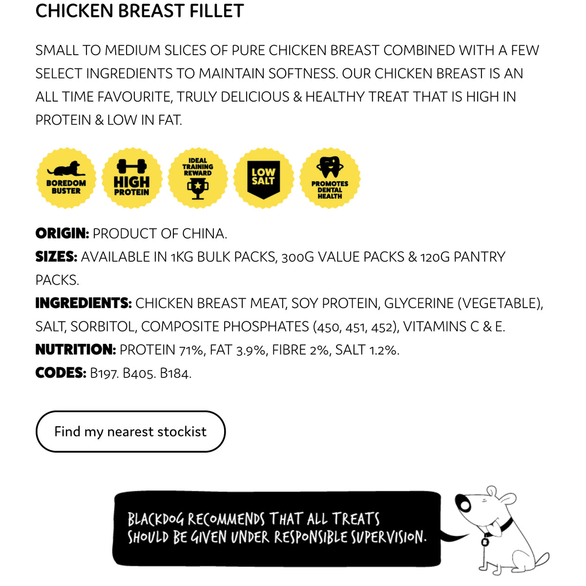 Blackdog Naturally Good Treats 1KG Chicken Breast Fillets