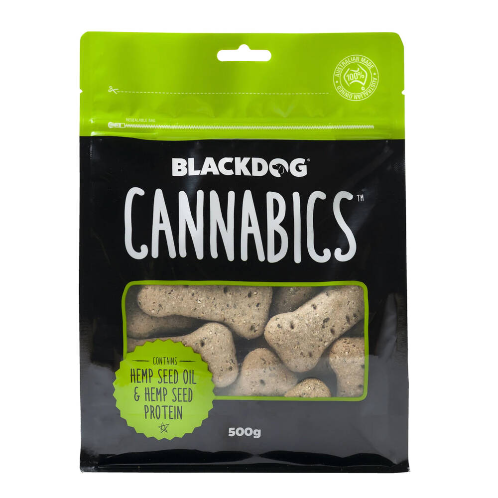 3PK Blackdog Cannabics Dog Treats Hemp Seed Oil/Protein 500g