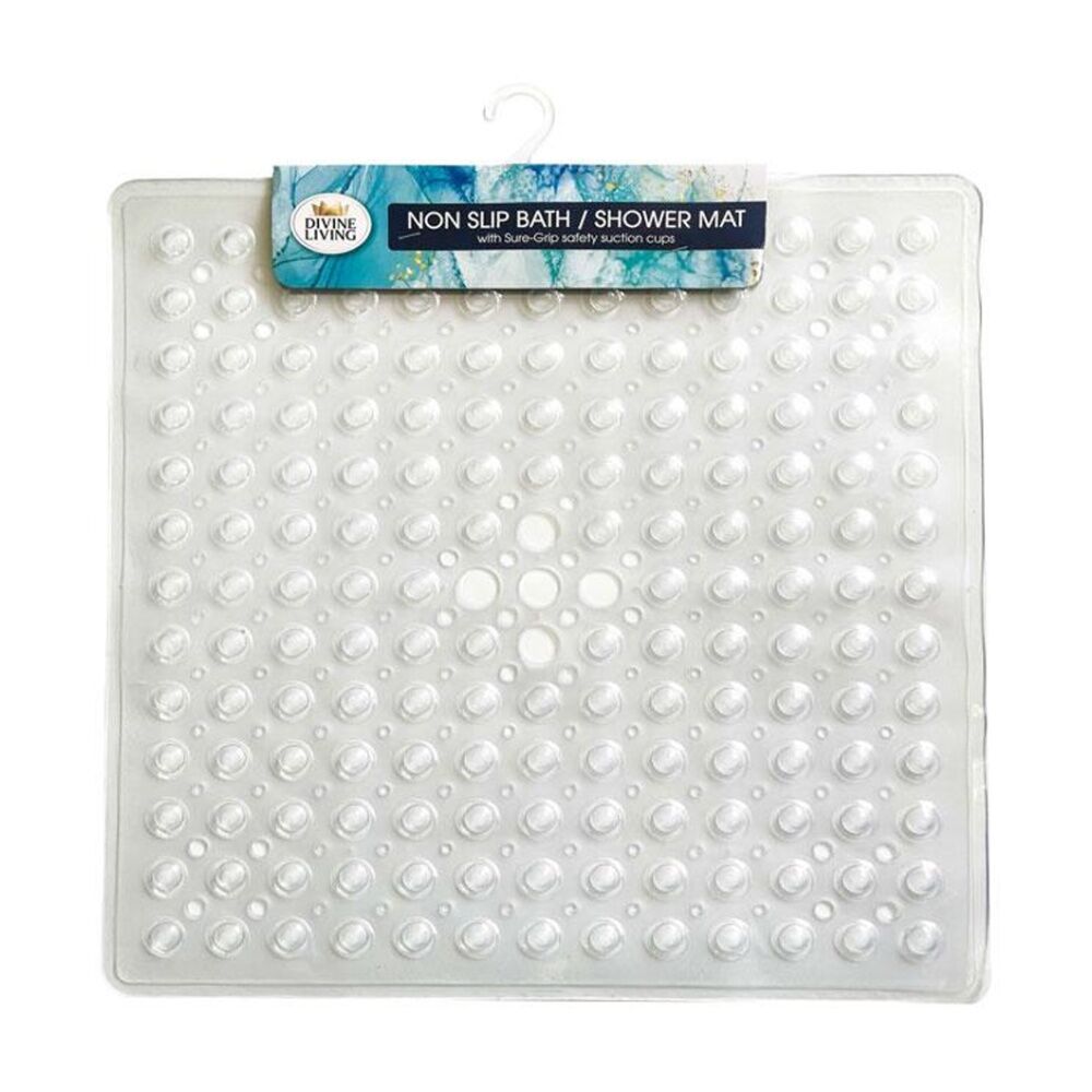 2PK Divine Living Non Slip Bath/Shower Mat w/ Sure Grip Suction Cups 53x53cm