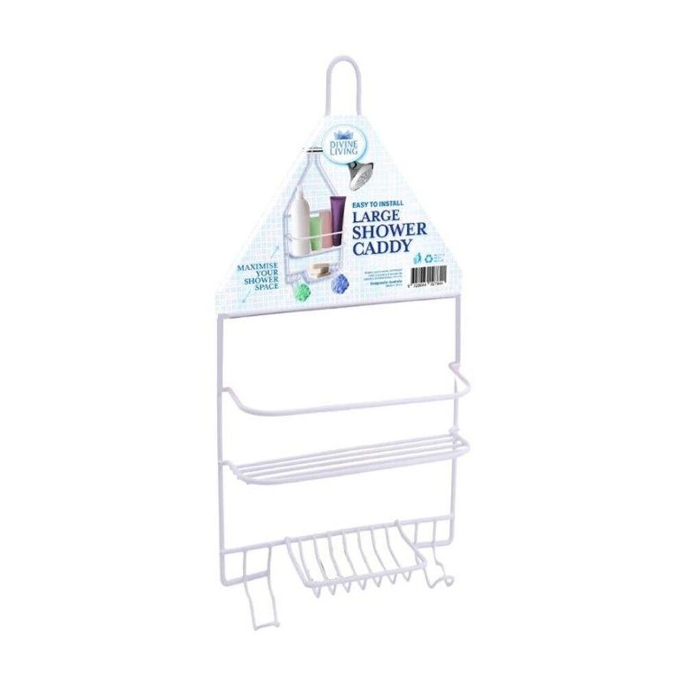 2PK Divine Living Shower Caddy Wire Large Bathroom Storage Organiser 25x43cm