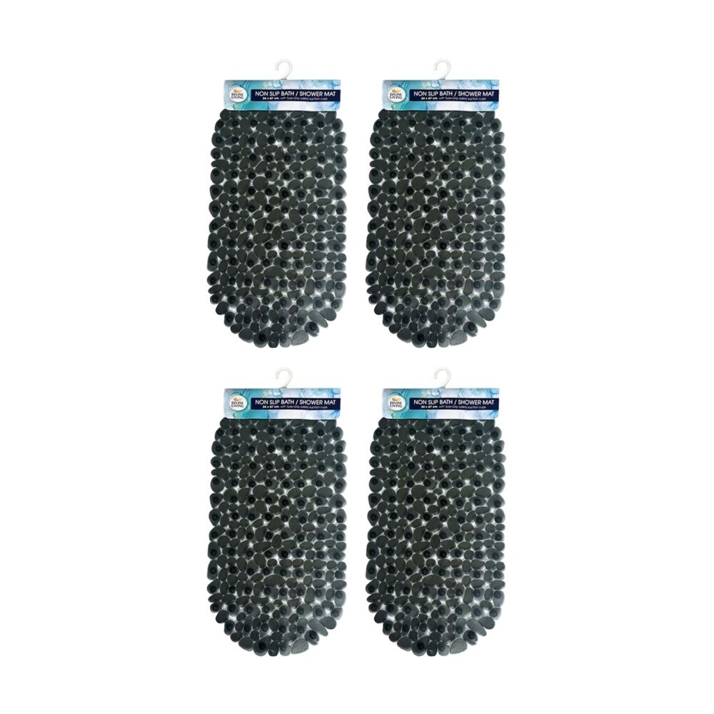 4PK Divine Living Non Slip Bath/Shower Mat w/Suction Cups 34x67cm Assorted