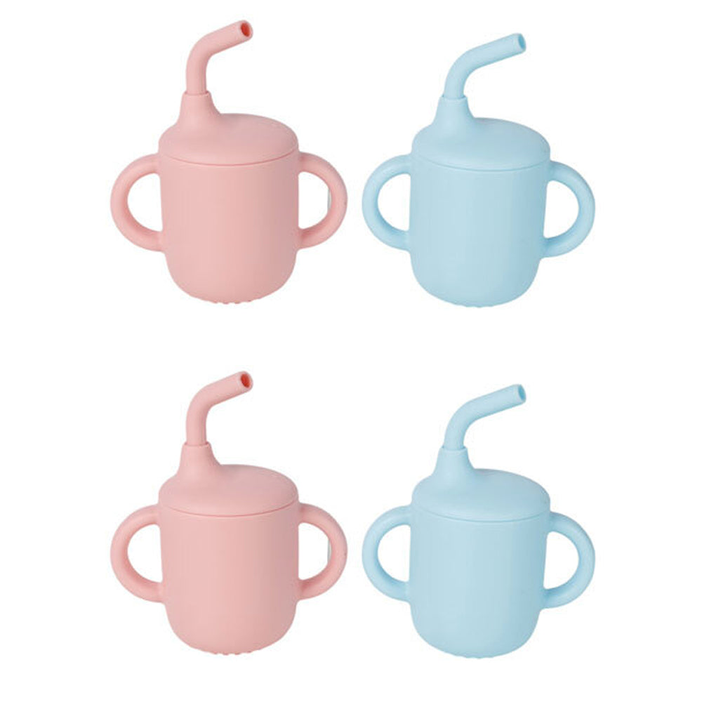 4PK Cuddle Bug Baby/Toddler Silicone Training Sippy Cup 180ml w/ Straw Pink/Blue