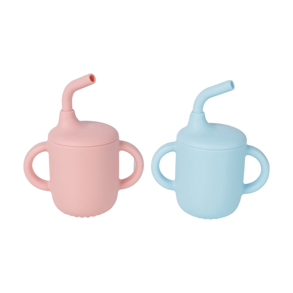 4PK Cuddle Bug Baby/Toddler Silicone Training Sippy Cup 180ml w/ Straw Pink/Blue