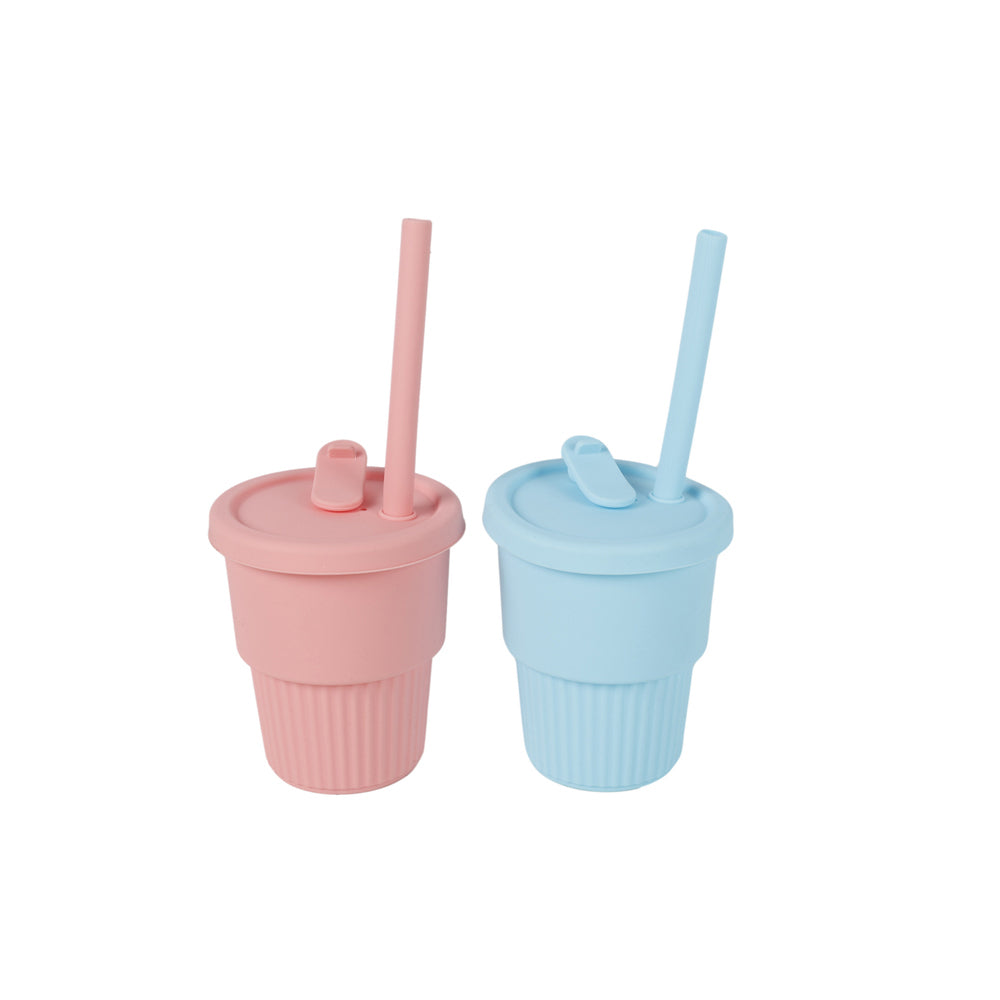 3PK Cuddle Bug Baby/Toddler Silicone Training Drinking Straw Cup 300ml Assorted