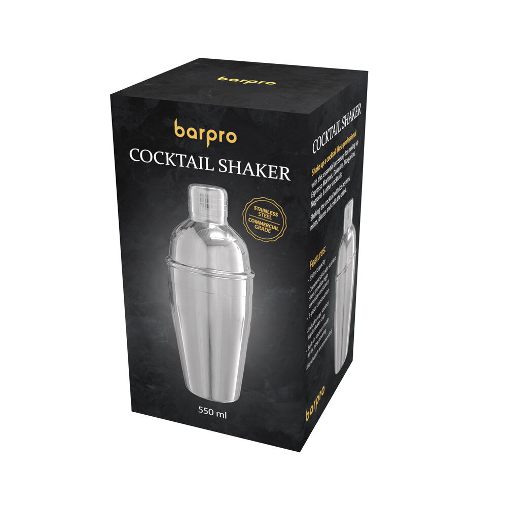 2PK Barpro Stainless Steel Bar/Cocktail Shaker 550ml