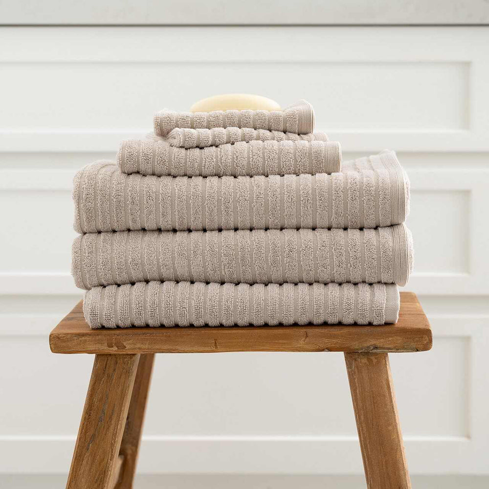 6pc Canningvale Alessia Cotton Bamboo Rib Towel Set - Latte