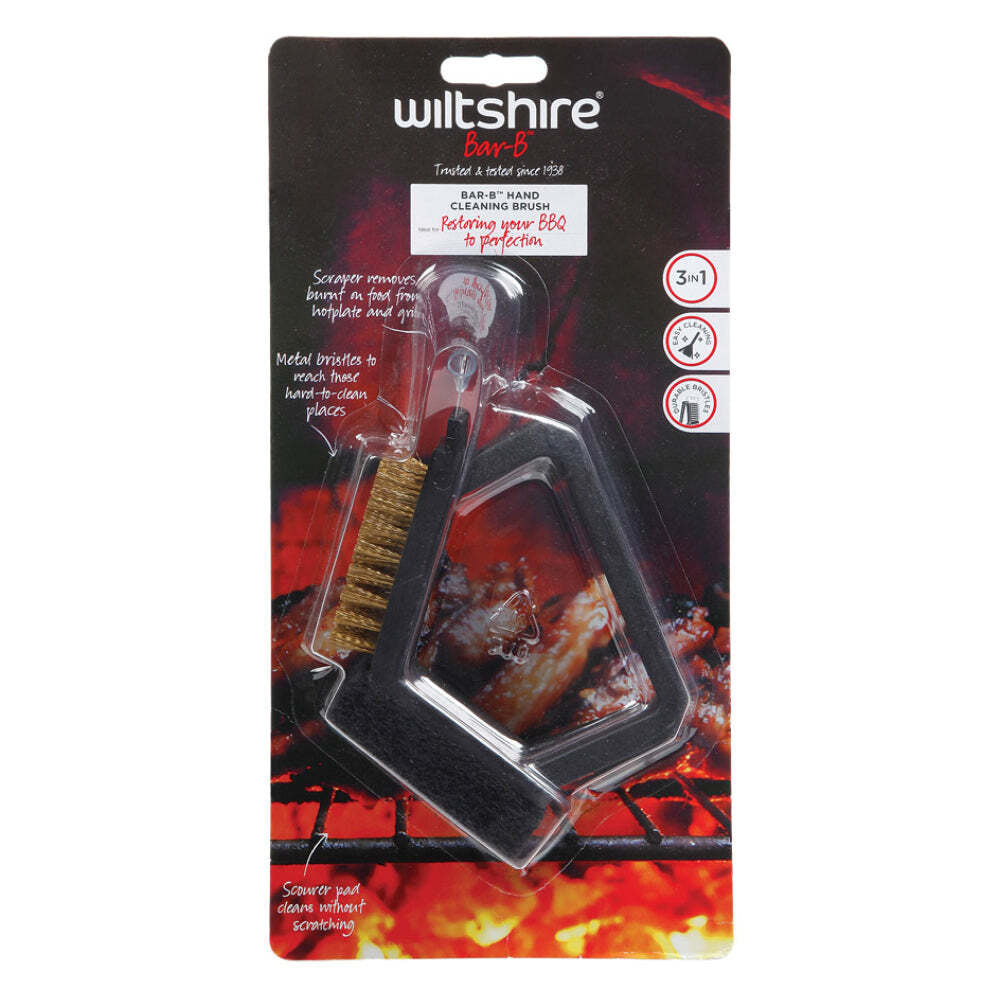 2PK Wiltshire Bar-B 3-In-1 Brass Bristle Barbeque Cleaning Brush
