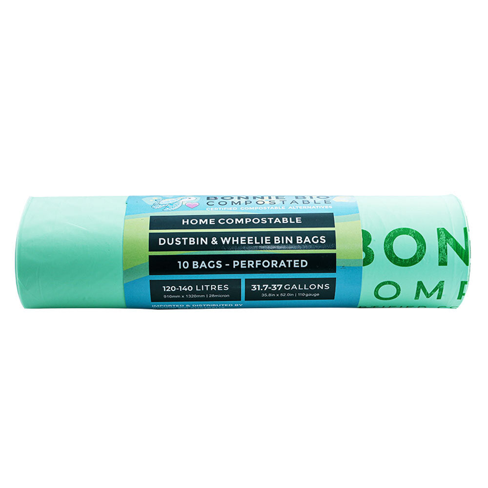 10PK Bonnie Bio Compostable 120-140L Dustbin & Wheelie Bin Bags