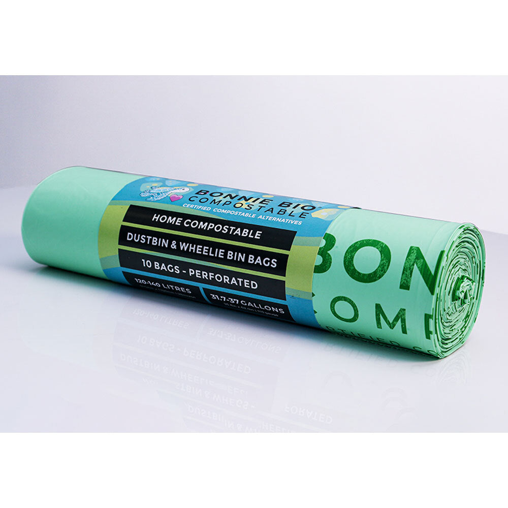 10PK Bonnie Bio Compostable 120-140L Dustbin & Wheelie Bin Bags