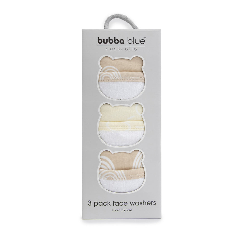 2x 3pc Bubba Blue Nordic Baby/Childrens Face Washer, Vanilla/Latte