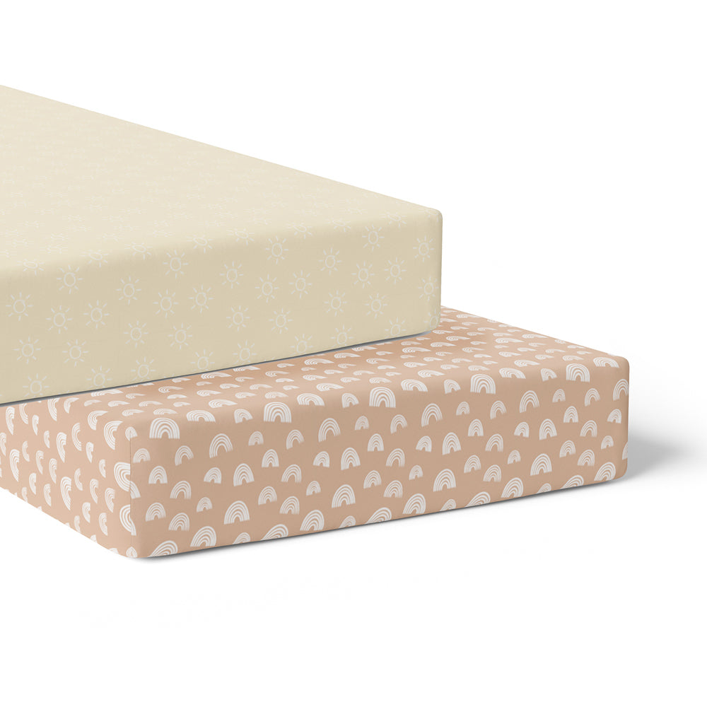 2pc Bubba Blue Nordic Baby Jersey Cot Fitted Sheet, Dusty Vanilla/Latte