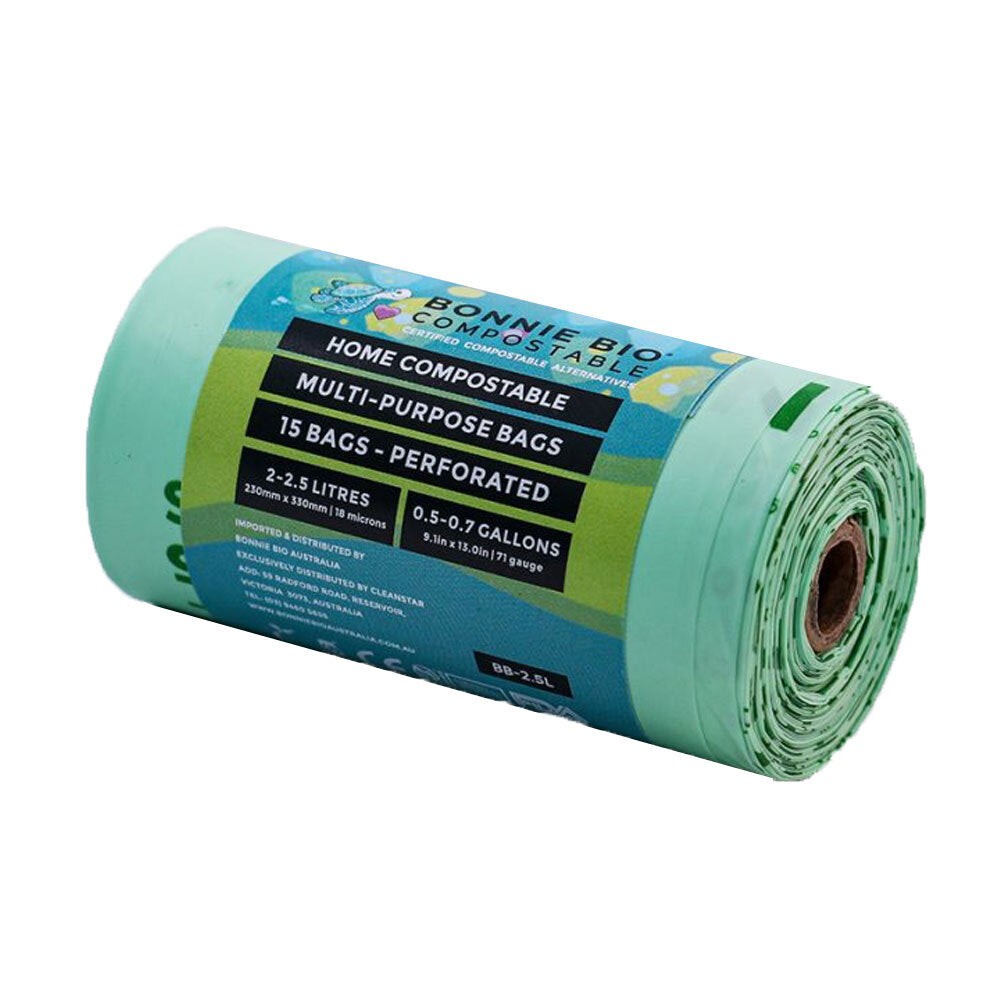 10x 15PK Bonnie Bio Compostable 2-2.5L Multi Purpose Bin Bags