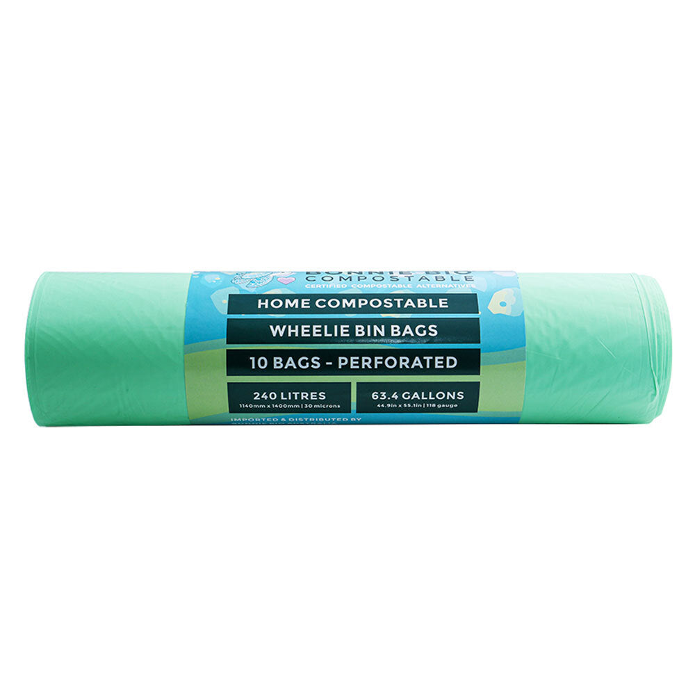 10PK Bonnie Bio Compostable 240L Wheelie Bin Bags