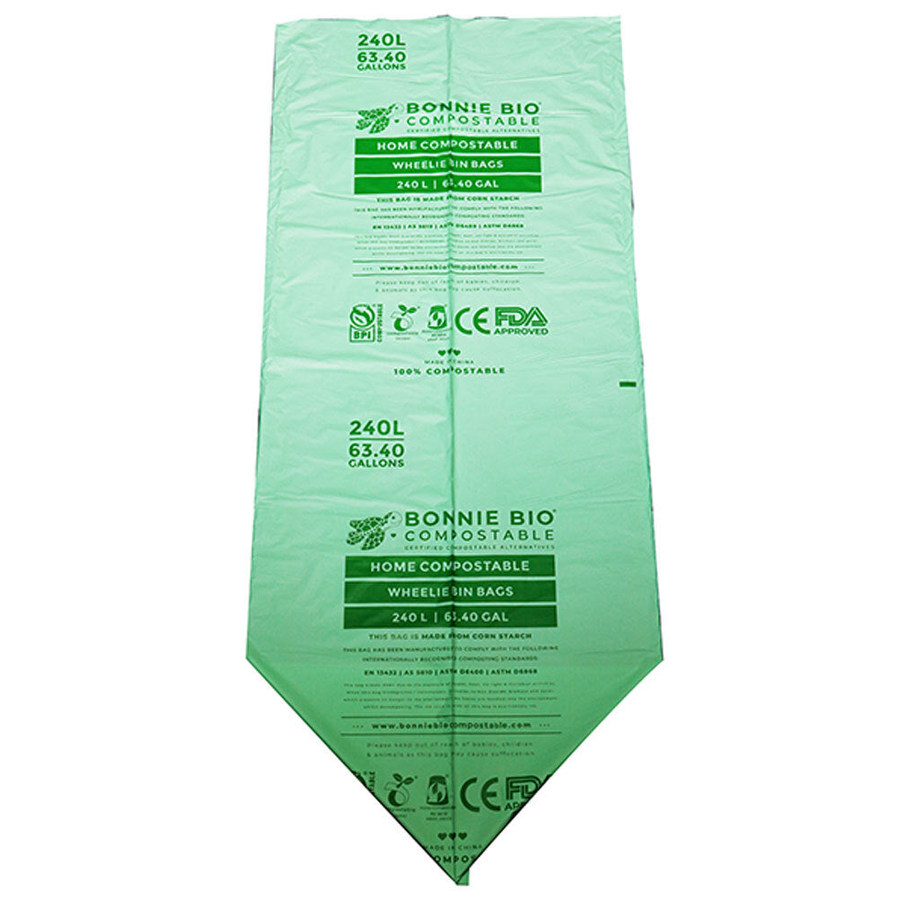 40PK Bonnie Bio Compostable 240L Wheelie Bin Bags