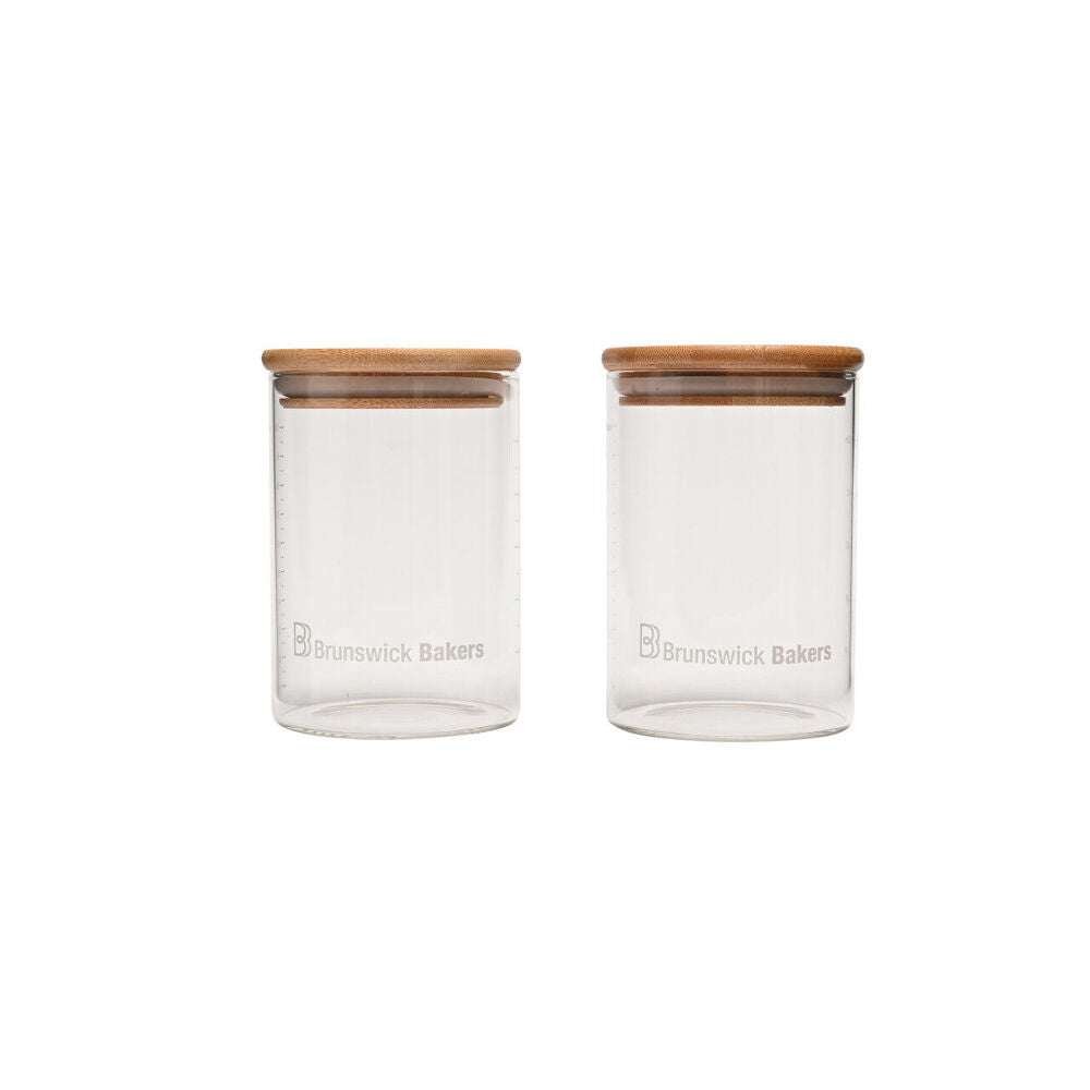 2pc Brunswick Bakers 500ml Glass Starter Jar w/ Bamboo Lid Set - Clear