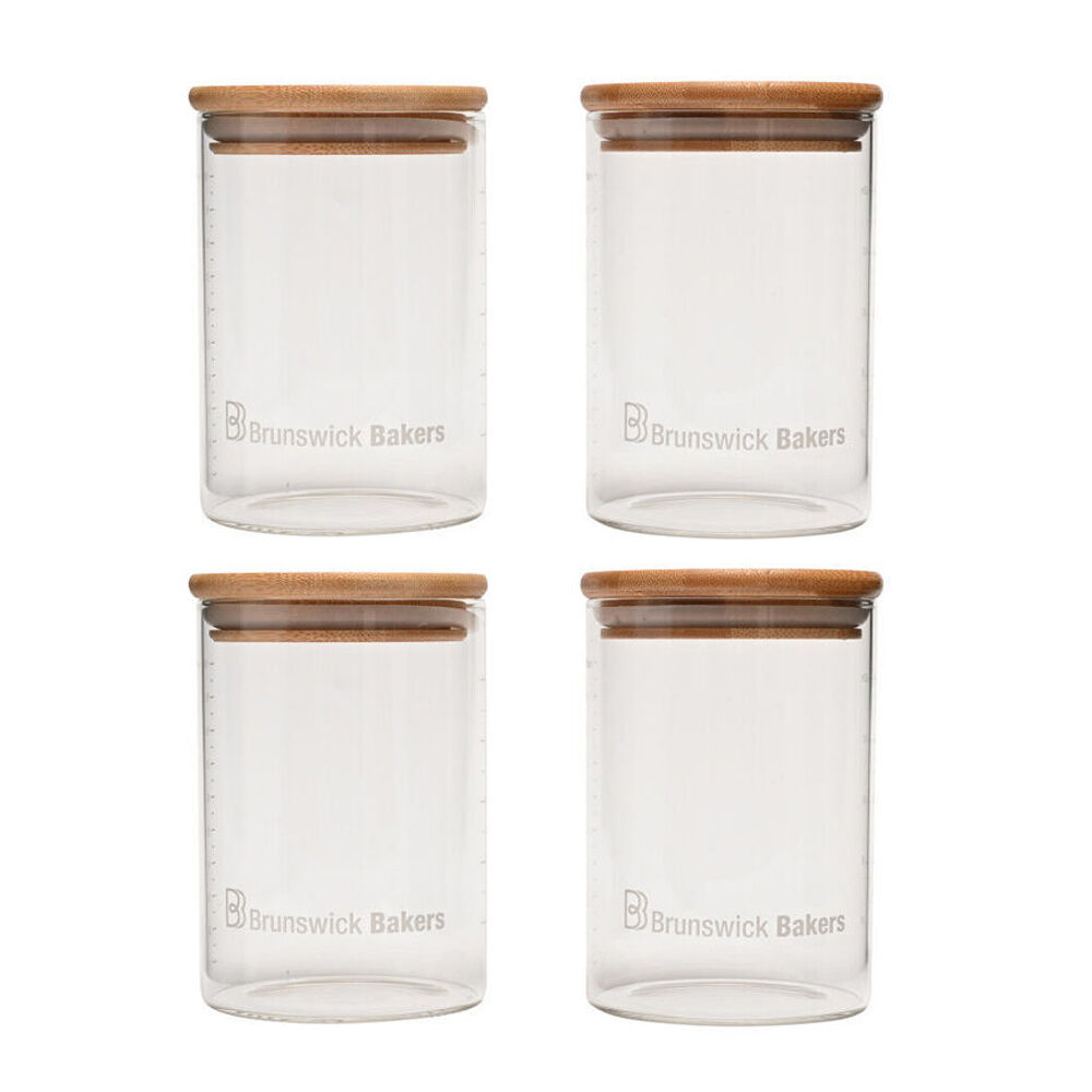 2x 2pc Brunswick Bakers 500ml Glass Starter Jar w/ Bamboo Lid Set - Clear