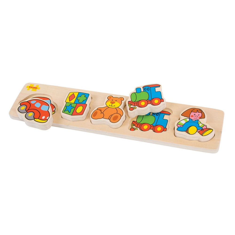 6pc Bigjigs Toys 33cm Chunky Lift & Match Puzzle Wooden Toys 12m+