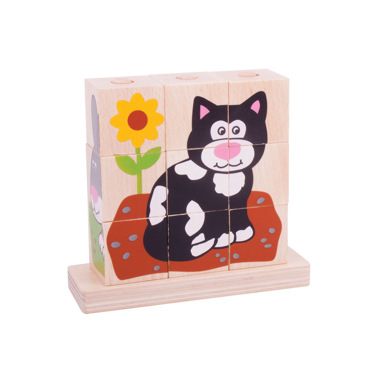 10pc Bigjigs Toys Stacking Puzzle Pets Kids Wooden Toy 12m+