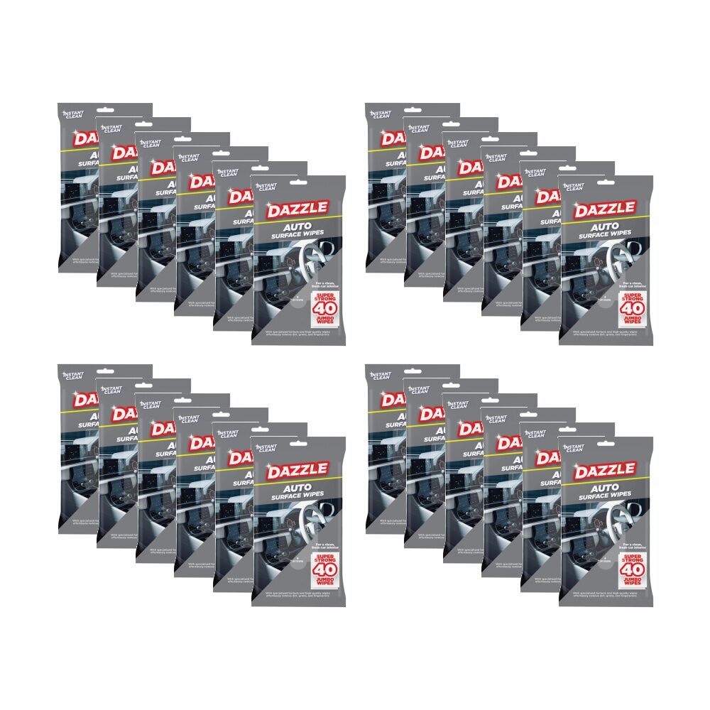 24x 40pc Dazzle Antibacterial Auto Surface Super Strong Jumbo Cleaning Wipes