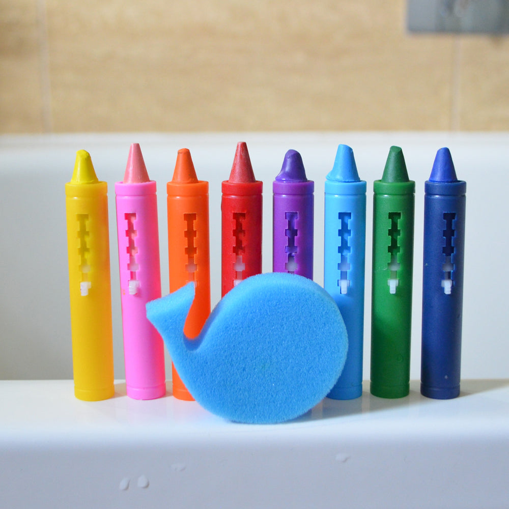8pc Bath Time Washable Crayons w/ Sponge Kids/Children 3y+
