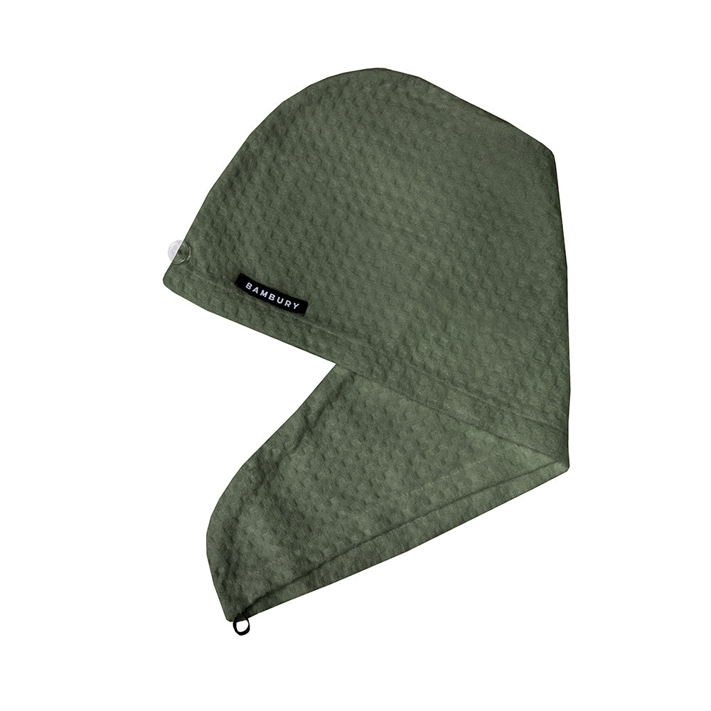 2PK Bambury Home Living soft Matrix Microfibre Hair Wrap Moss Knitted