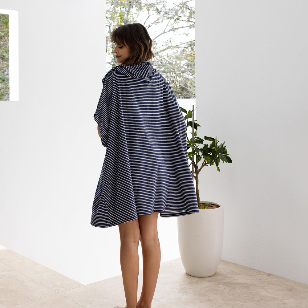 Bambury Men/Womens Zip Front Beach Poncho 90x90cm - Navy