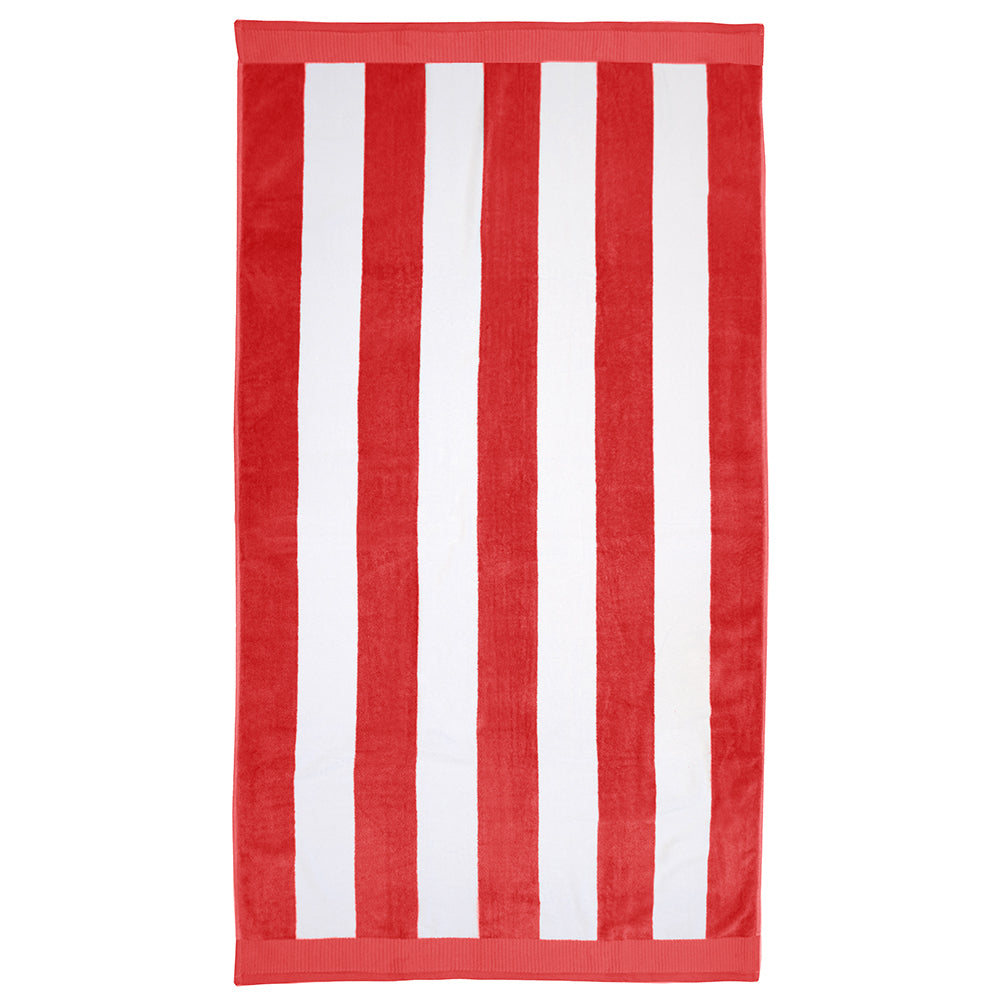 Bambury Ultra soft Durable Classic Stripe Beach Towel Poppy Cotton