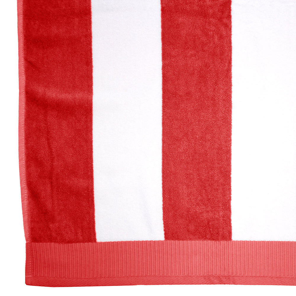 Bambury Ultra soft Durable Classic Stripe Beach Towel Poppy Cotton