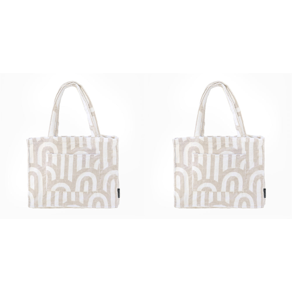 2PK Bambury HiLo Tote Bag Arcade Carry All Handbag 48x38cm - Sand