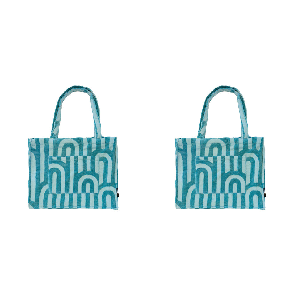 2PK Bambury HiLo Tote Bag Arcade Carry All Handbag 48x38cm - Turquoise