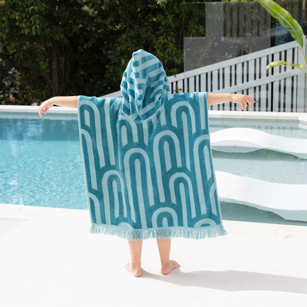 Bambury HiLo Kids Poncho Arcade Cotton 60x60cm - Turquoise