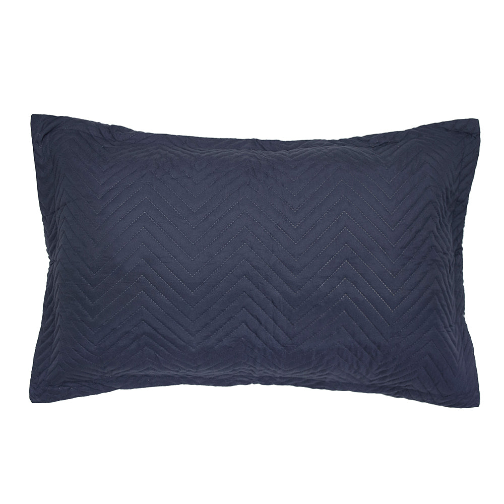 Bambury Herringbone Embossed Coverlet Set Navy Single/Double Bed