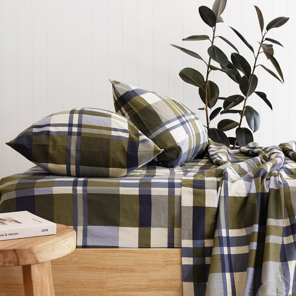 Bambury Devin 160GSM Flannelette Bedding Sheet Set Queen
