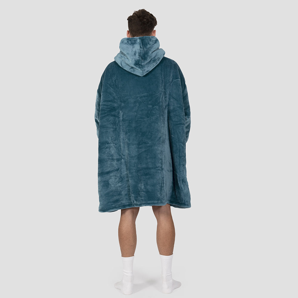 Bambury Hoodet Hooded Blanket Teal Soft Touch Knitted Home