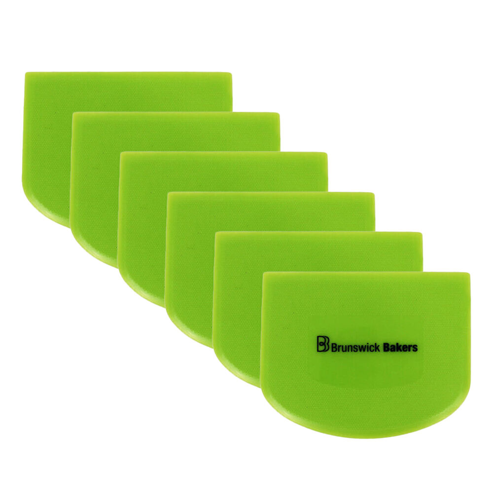 6PK Brunswick Bakers Flexible Dough Scraper 11.8x9.3cm - Green