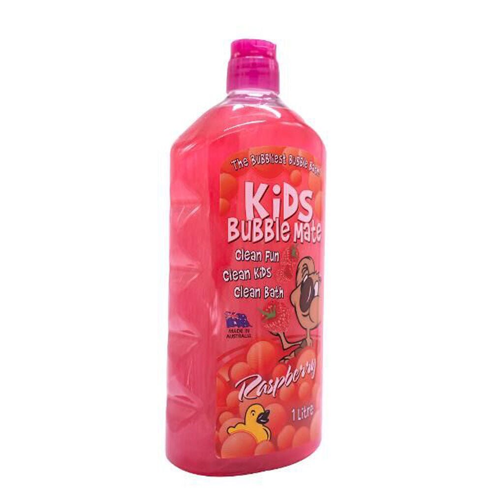 4PK Kids Bubble Mate Liquid Bath Soap Body Wash w/ Raspberry Scent 1L Red