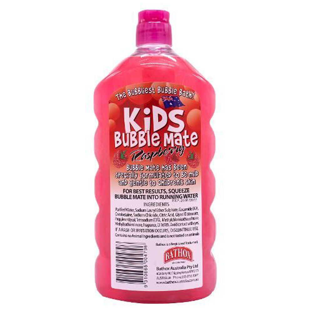 4PK Kids Bubble Mate Liquid Bath Soap Body Wash w/ Raspberry Scent 1L Red