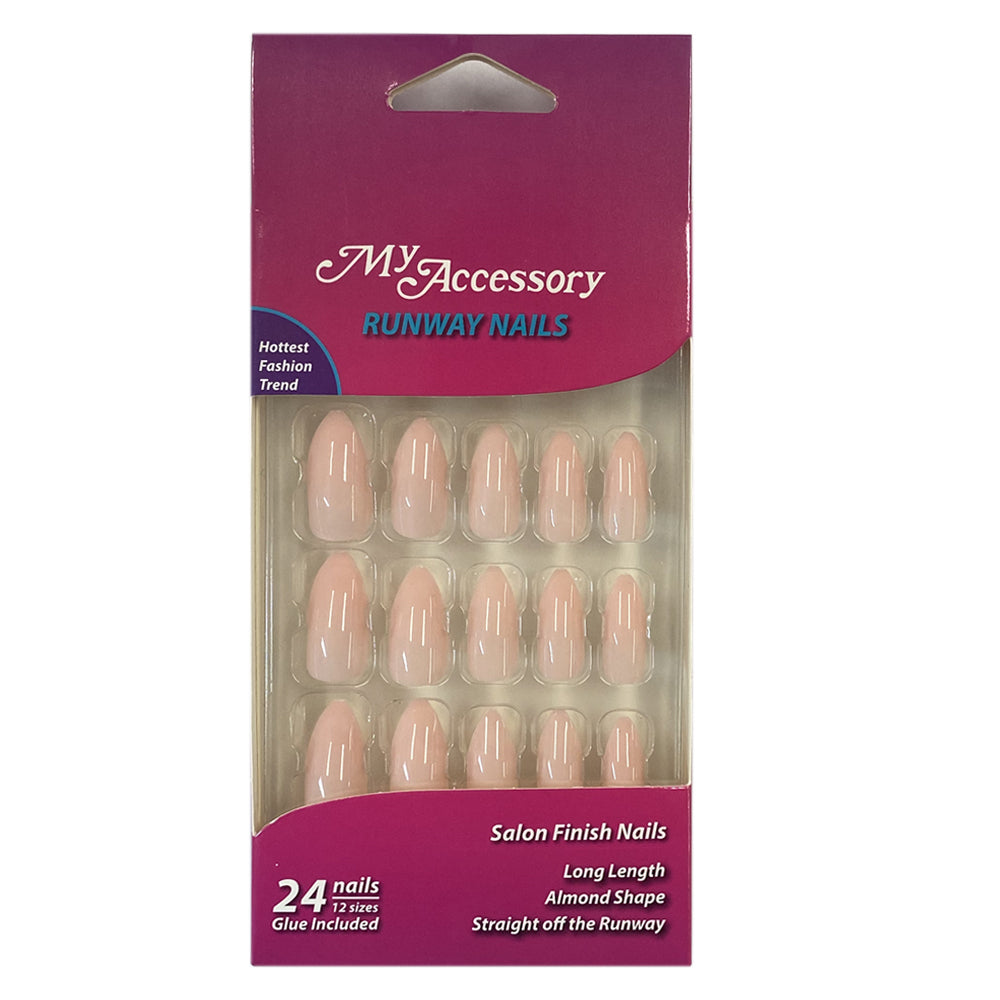 3x 24pc My Accessory Runway Core Almond Shape Artificial Glue On Nails Assorted