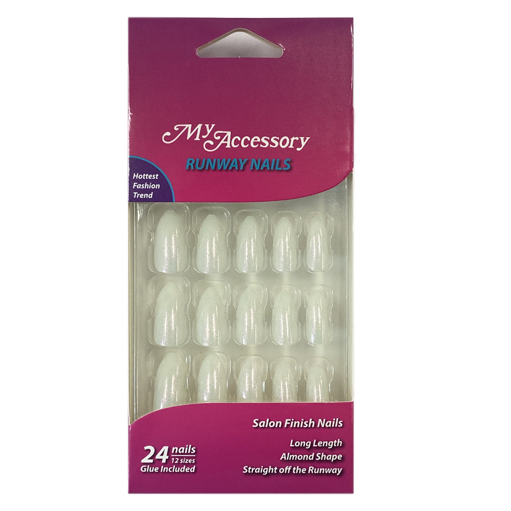 3x 24pc My Accessory Runway Party Pearlised Almond Shape Artificial Glue On Nails