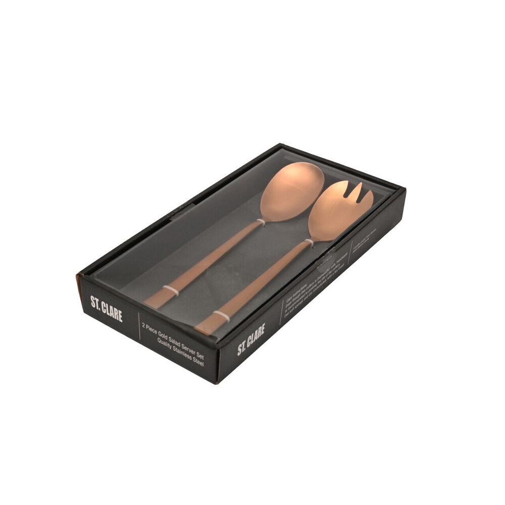 2pc St. Claire Nordic Salad Server Set Stainless Steel Rose Gold
