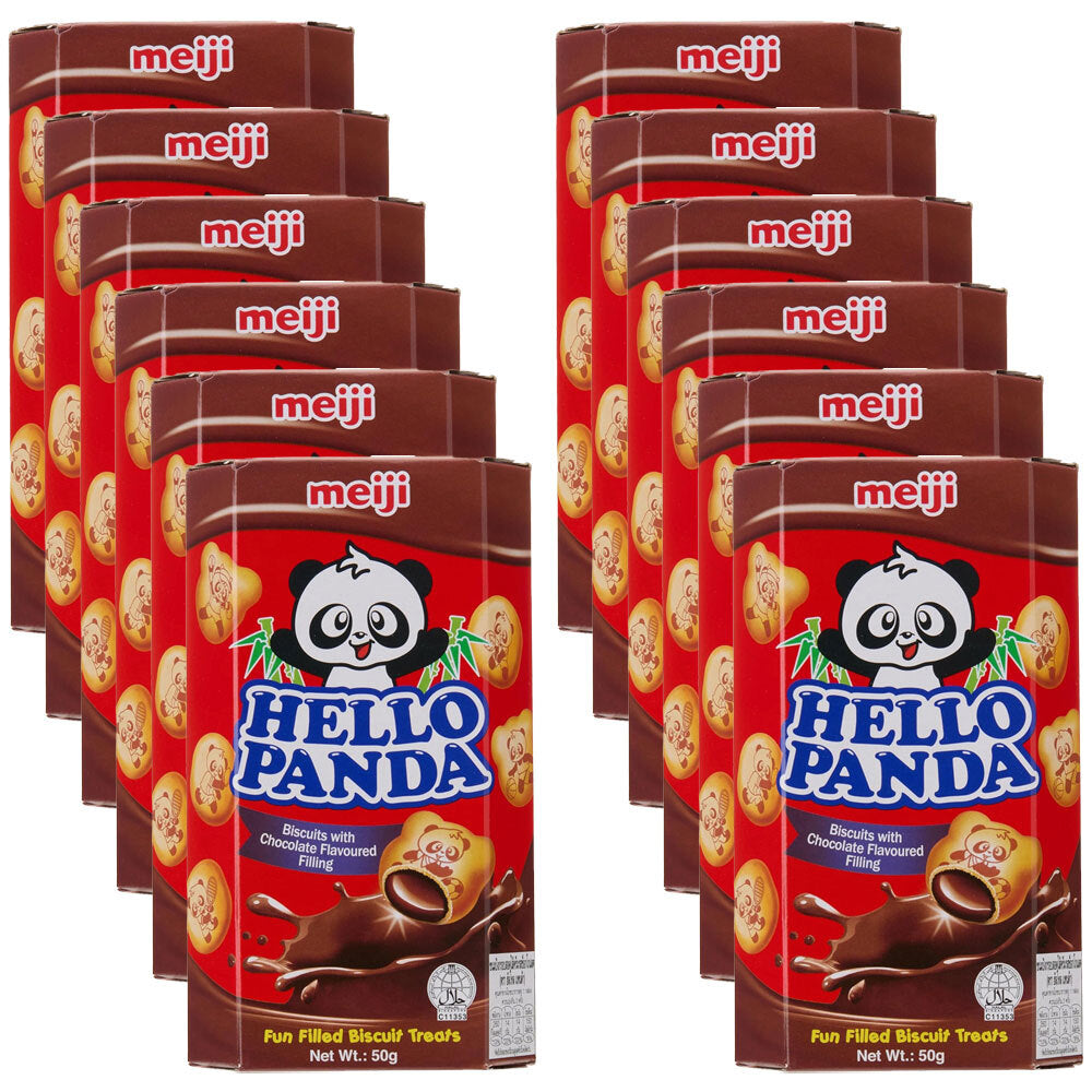 12PK Meiji Hello Panda Chocolate Japanese Sweet Biscuit Snack 50G